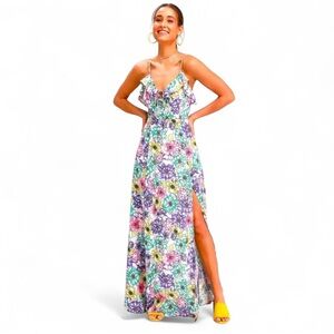 Lulus - Dynah Blush Pink Floral Maxi Dress with slit - Medium
